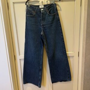 AGolde dark wash denim. Wide leg. High rise. Size 27